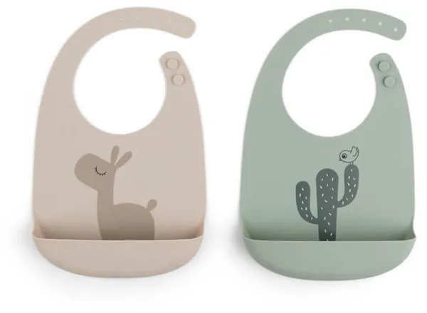 Silikon-Lätzchen 2 Stk. - Lalee Sand/Grün